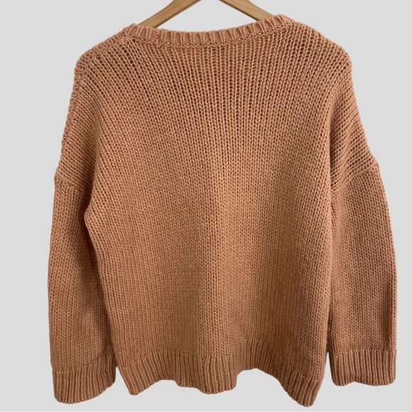 Babaton Pink Tan Wool Acrylic Alpaca Blend Chunky Sweater - Picture 2 of 6